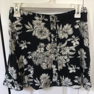 Black and white floral skirt